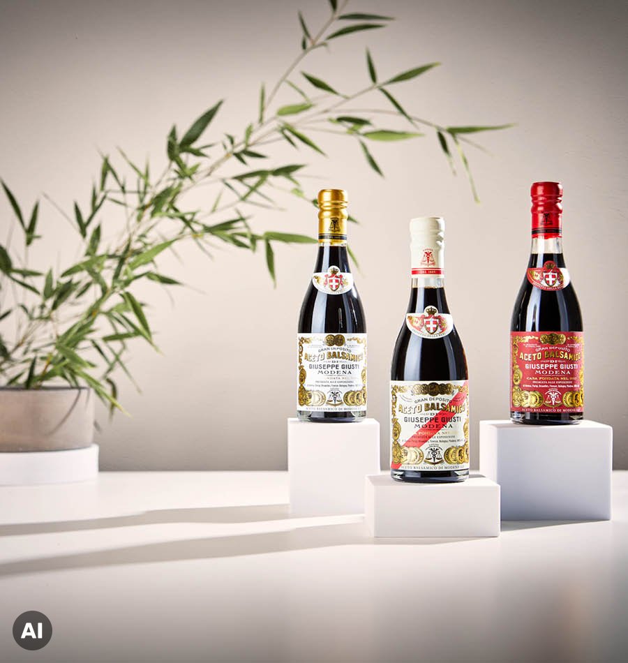 Balsamico, Essig, Flasche, Salat-Dressing, III Flaschen Display
