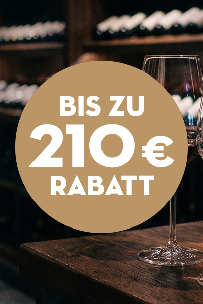 Weinglas, Weinregal, Holztisch, Rabattangebot